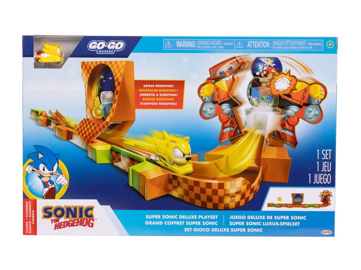 Jakks Pacific Sonic the Hedgehog Go-Go Racers Super Sonic Deluxe Playset with Sonic and Eggman - View 2