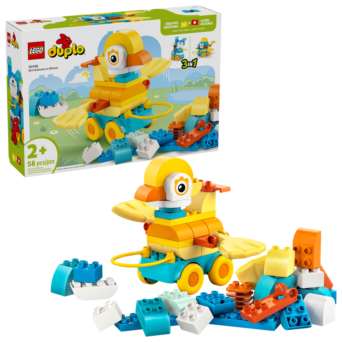 LEGO DUPLO 3in1 Animals on Wheels Building Set (58 Pieces, Ages 2+) - View 2