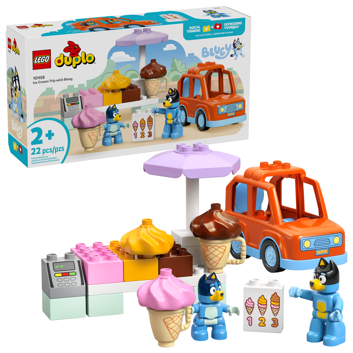 LEGO DUPLO Bluey Ice Cream Trip with Bluey 10458 Building Set (22 Pieces) - View 2