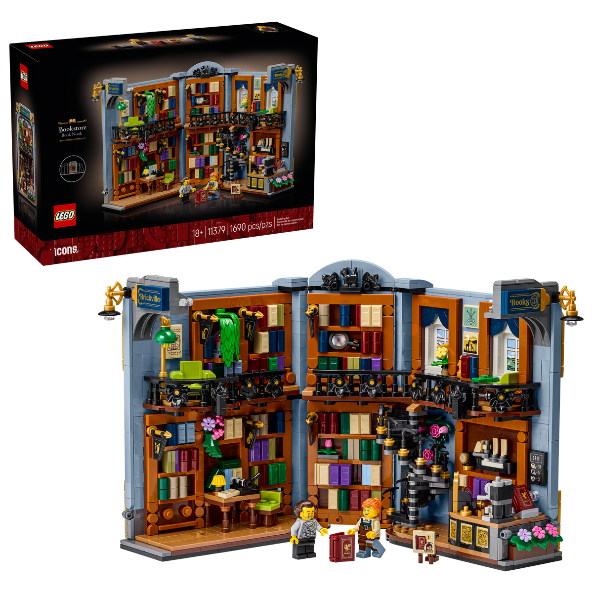 LEGO Icons Bookstore Book Nook Building Set (1,690 Pieces, Ages 18+) - View 3
