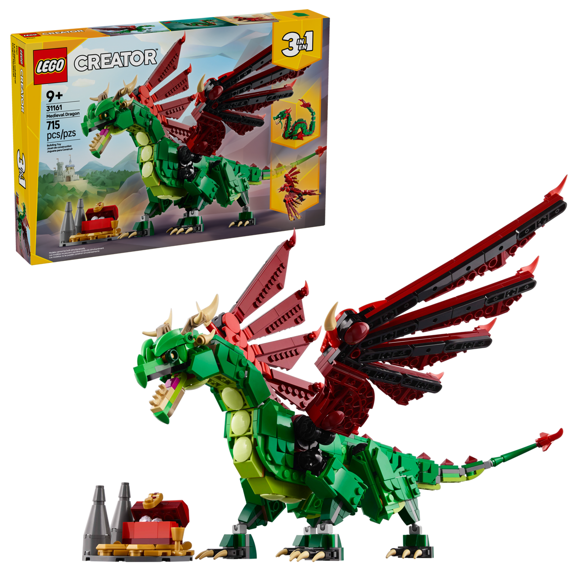 LEGO Creator 3-in-1 Medieval Dragon 31161 Building Set (715 Pieces) - View 2