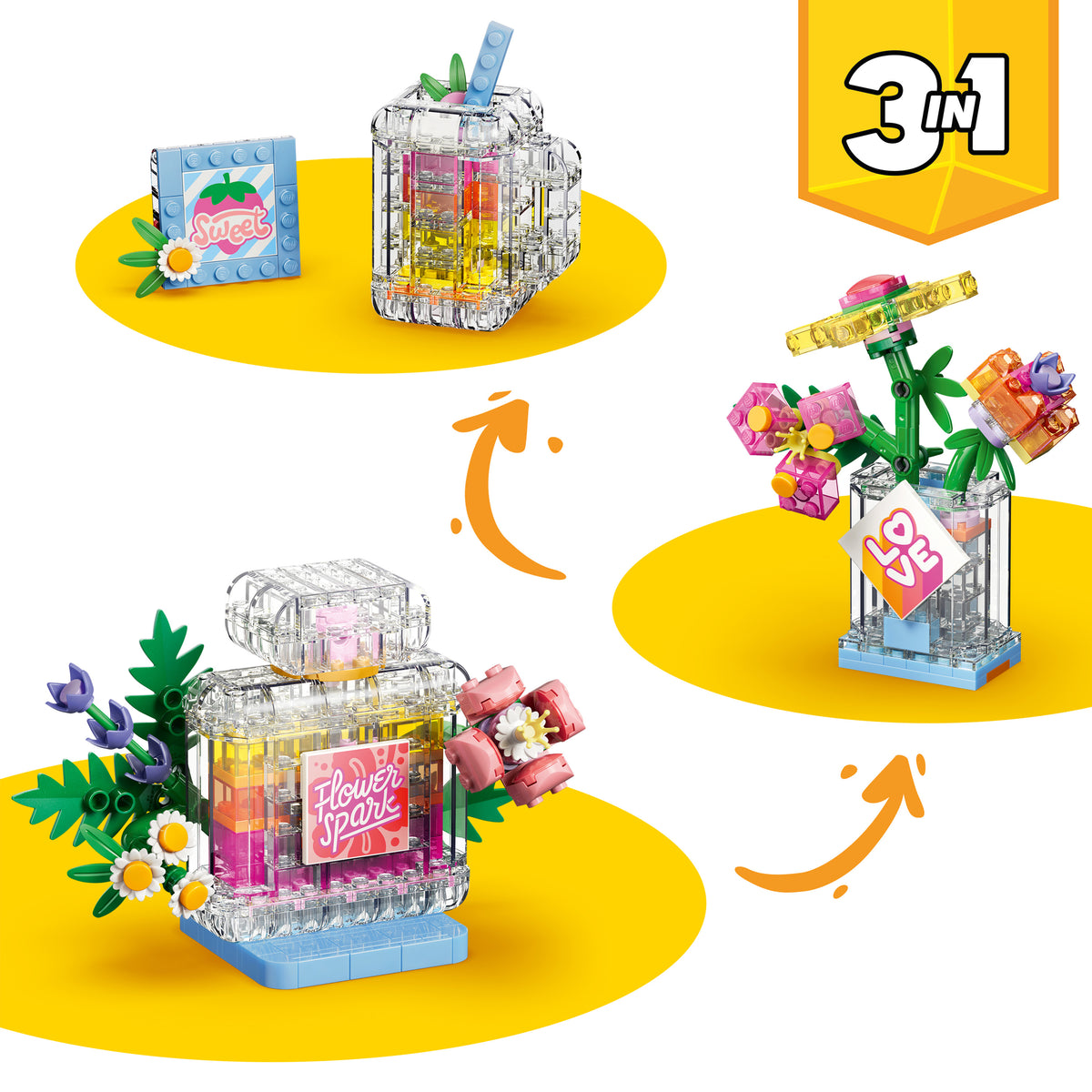 LEGO Creator 3-in-1 Floral Decor Perfume Bottle 31383 Building Set (286 Pieces) - View 4