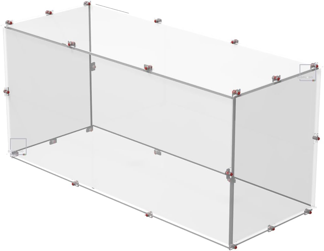 Clear acrylic display case with black base holding a kart racer brick model – view 2