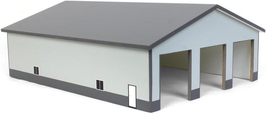 Light and dark gray 1/64 scale wooden farm shop building with three doors