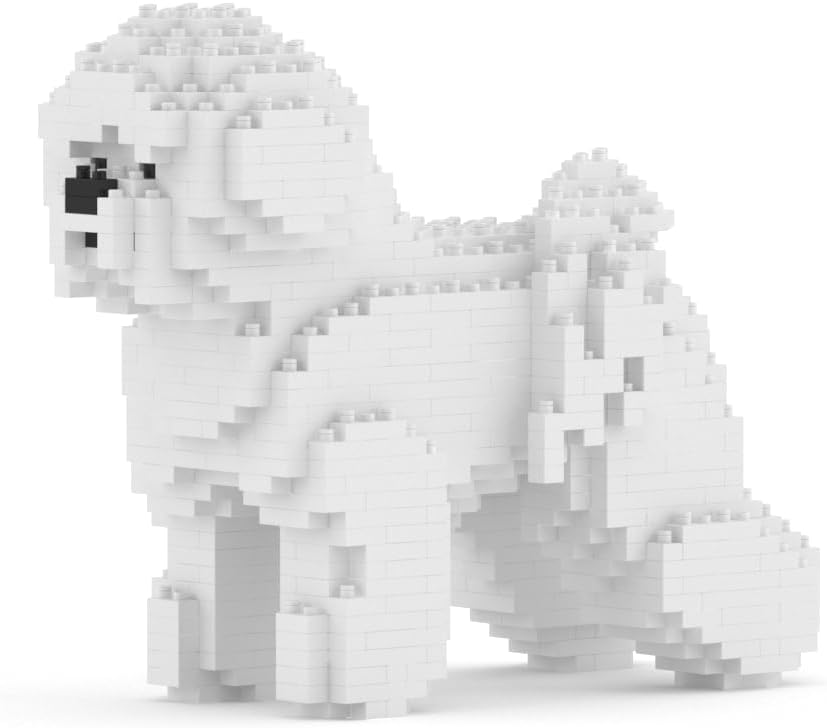 White brick-built Bichon Frise dog sculpture sitting