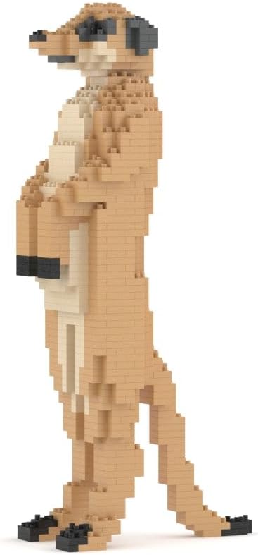Brick-built meerkat sculpture standing upright on its hind legs