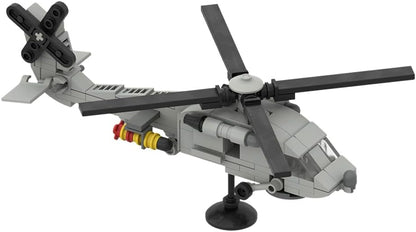 Military utility helicopter brick model with main rotor and refueling probe – view 3