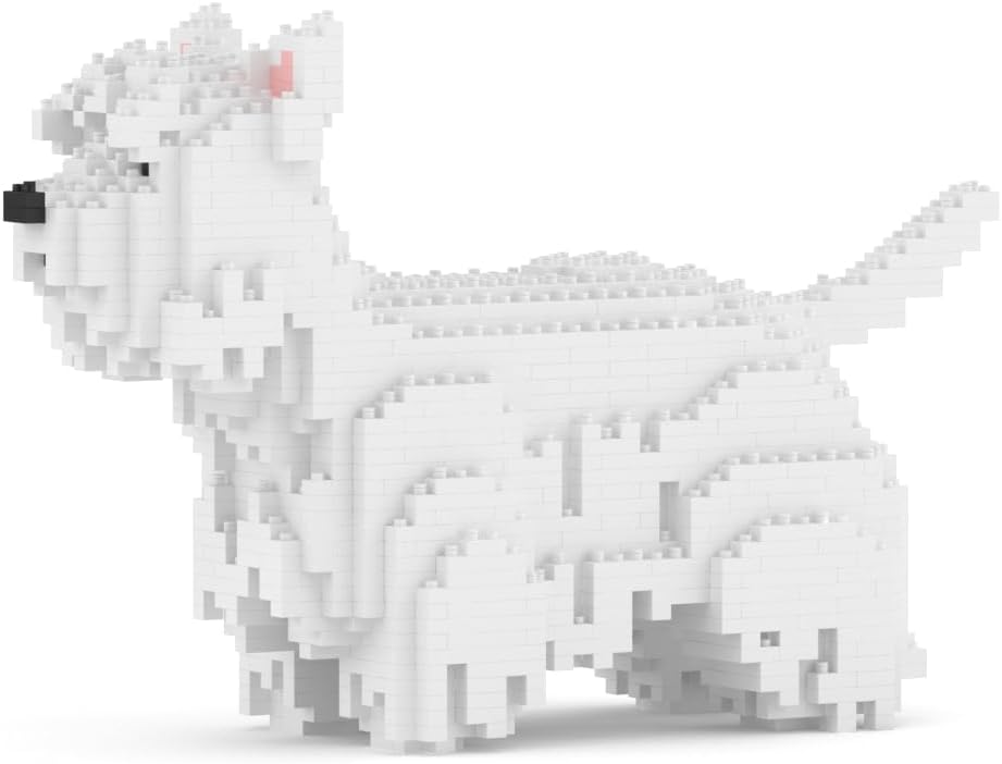 Brick-built white West Highland terrier dog sculpture