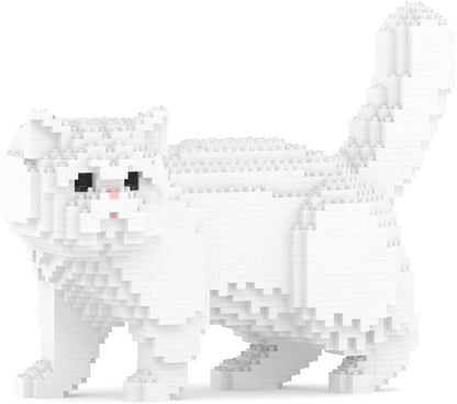 Brick-built Exotic Shorthair cat sculpture sitting with a round flat face – view 2