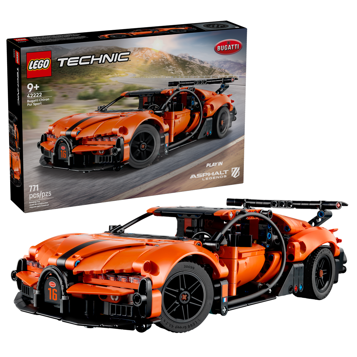 LEGO Technic Bugatti Chiron Pur Sport Hypercar Building Set (771 Pieces, Ages 9+) - View 2