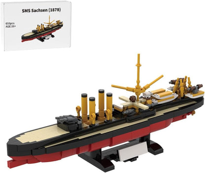 Gray and black brick-built armored cruiser with deck cannons and twin funnels – view 5