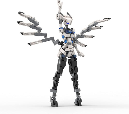 White brick-built humanoid figure sculpture standing 13 inches tall