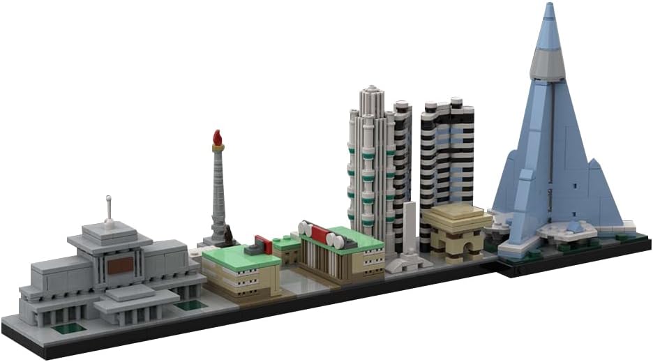 Miniature brick skyline of Pyongyang and the Ryugyong Hotel tower