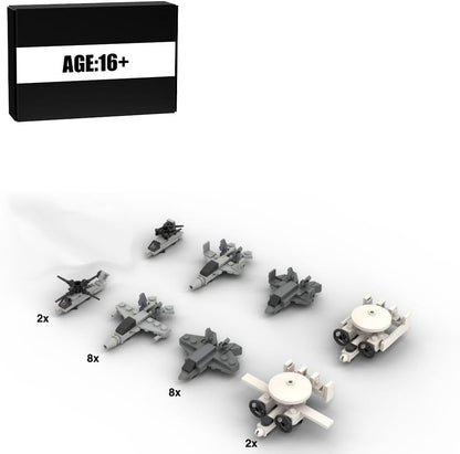 Brick-built aircraft carrier deck accessories and small aircraft models