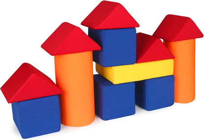 Stack of colorful 5.5-inch soft foam cubes with fabric covers – view 3
