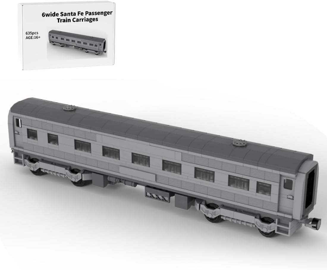 Brick-built vintage silver passenger train carriages in 6-wide scale