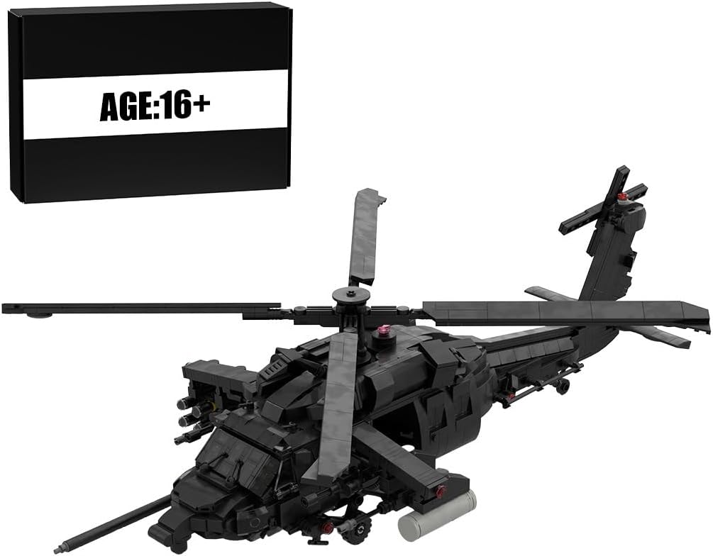 Military utility helicopter brick model with main rotor and refueling probe – view 2