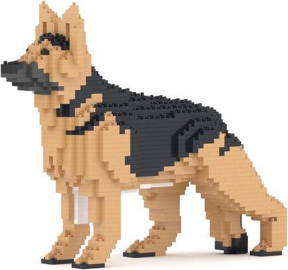 Brick-built German Shepherd dog sculpture in a standing pose – view 4