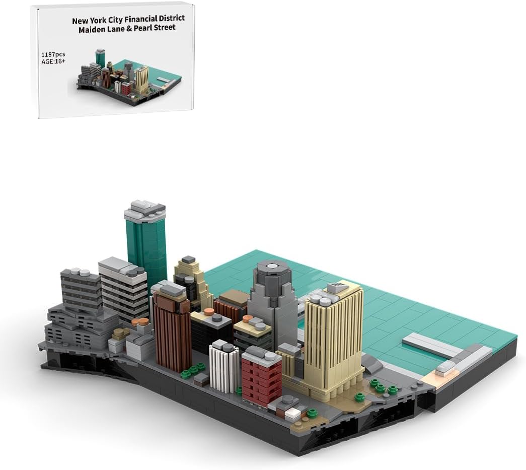 Brick-built Lower Manhattan street corner with office towers and storefronts – view 6