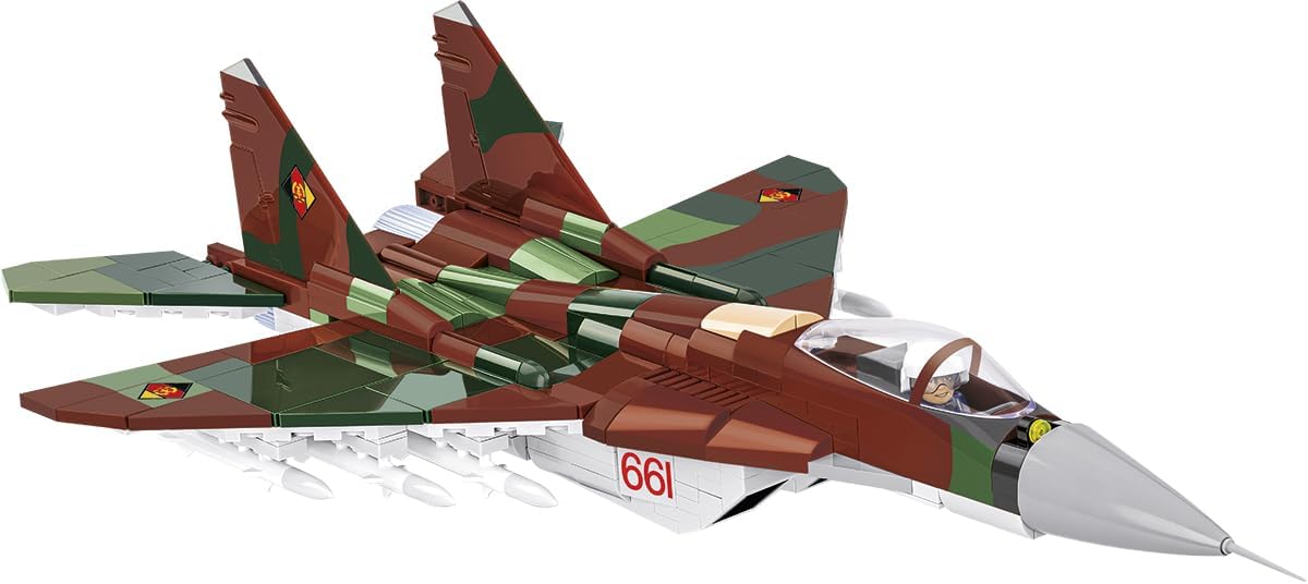 Brick-built gray Cold War jet fighter with East German markings