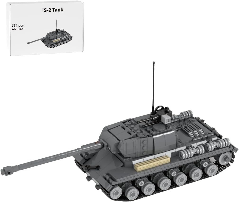 Brick-built King Tiger heavy tank in camouflage with long gun, side view – view 4
