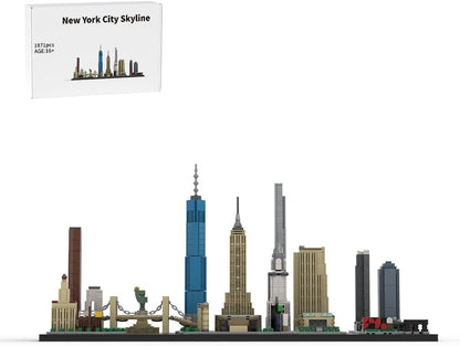 Brick-built Miami skyline architecture model with towers on a base – view 8