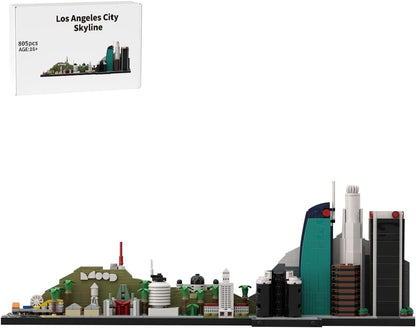 Brick-built Miami skyline architecture model with towers on a base – view 4
