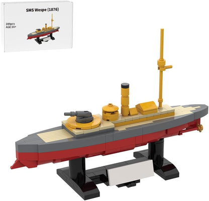 Gray and black brick-built armored cruiser with deck cannons and twin funnels – view 4