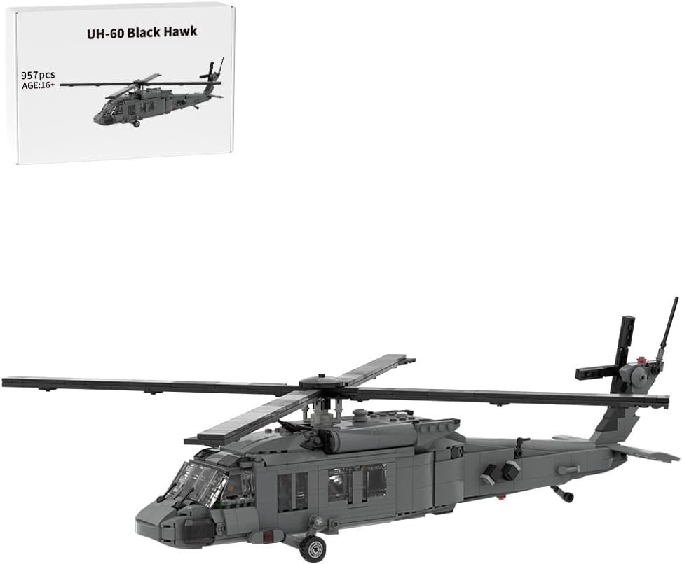 Dark brick-built military utility helicopter at 1/35 scale