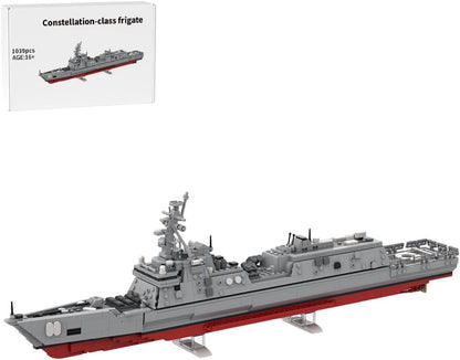 Brick-built navy guided missile frigate display model