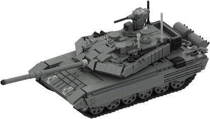 Green brick-built main battle tank with tracked chassis