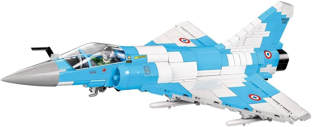 Brick-built delta-wing fighter jet model