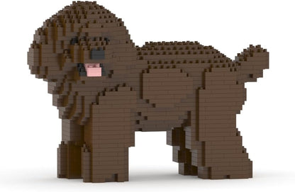 Brick-built toy poodle sculpture in light brown – view 3