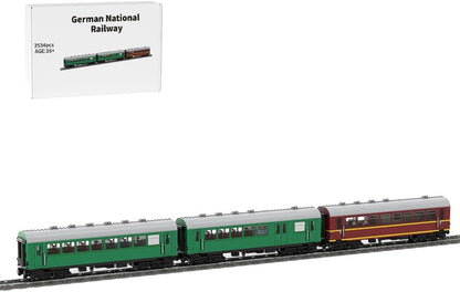 Built black, orange and red vintage steam locomotive brick model with large driving wheels – view 5