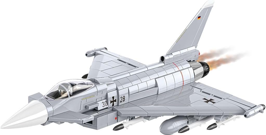 Brick-built grey delta-wing fighter jet with German air force markings