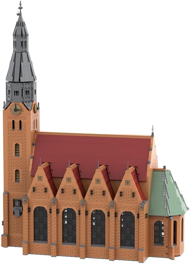 Snow-covered brick-built country church with bell tower and arched windows – view 3