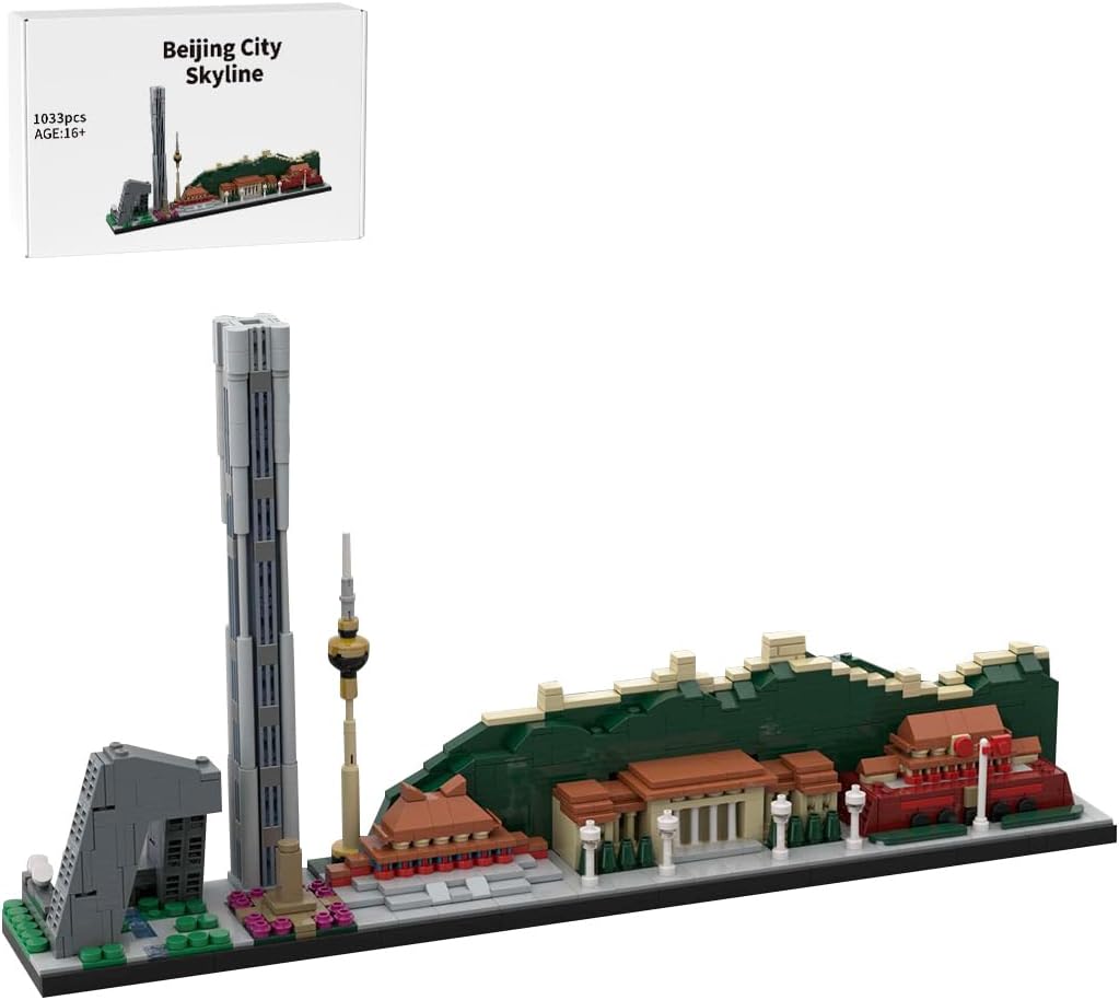 Brick-built Miami skyline architecture model with towers on a base – view 6