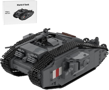Dark grey brick-built WWI diamond-shaped tank model – view 2
