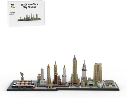 Brick-built Miami skyline architecture model with towers on a base – view 5