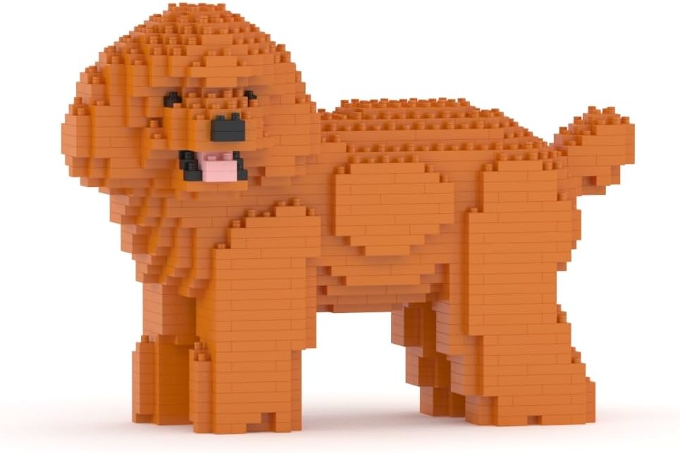 Brick-built toy poodle sculpture in light brown – view 2