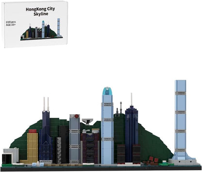 Brick-built Miami skyline architecture model with towers on a base – view 2