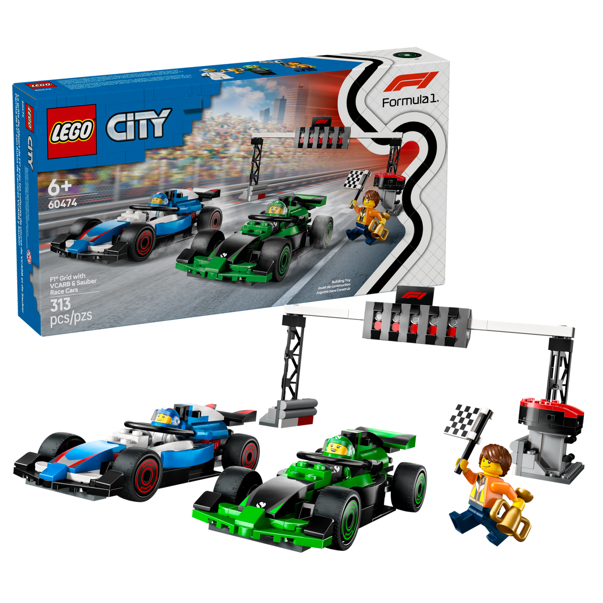 LEGO City F1 Grid with VCARB & Sauber Race Cars 60474 Building Set (313 Pieces) - View 2