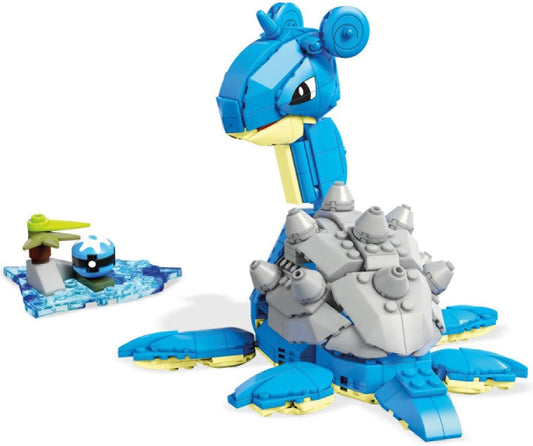 Built blue long-necked sea creature figure with shell
