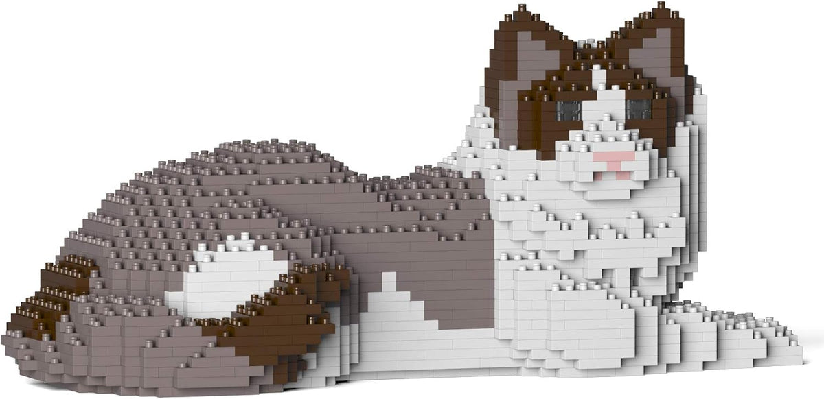 Brick-built ragdoll cat sculpture