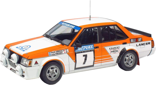Assembled and painted 1/24 scale rally car plastic model