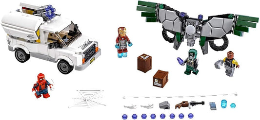 Built superhero action scene with hero figure and winged villain figure