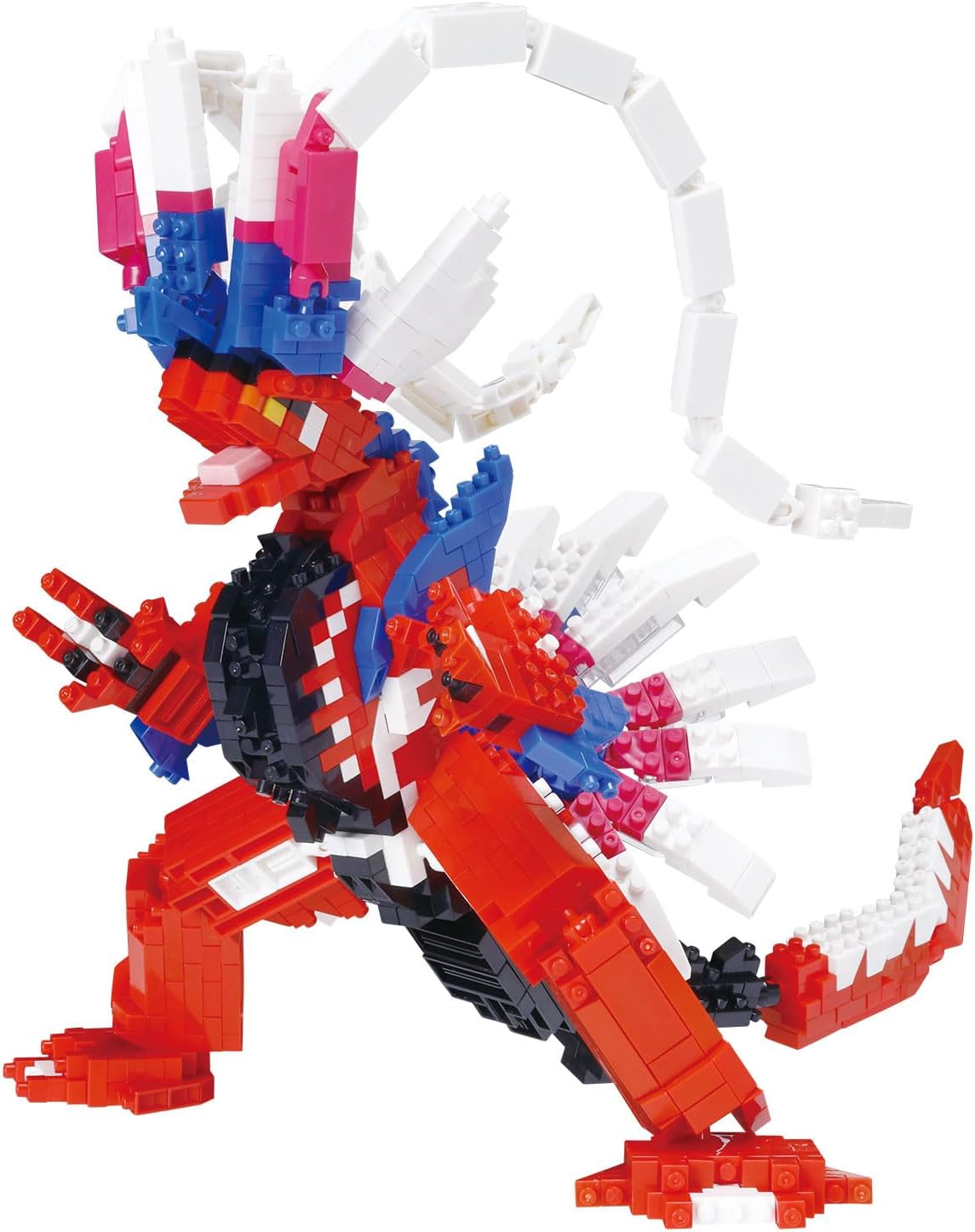 Small micro-block built futuristic creature figure in purple and white – view 2