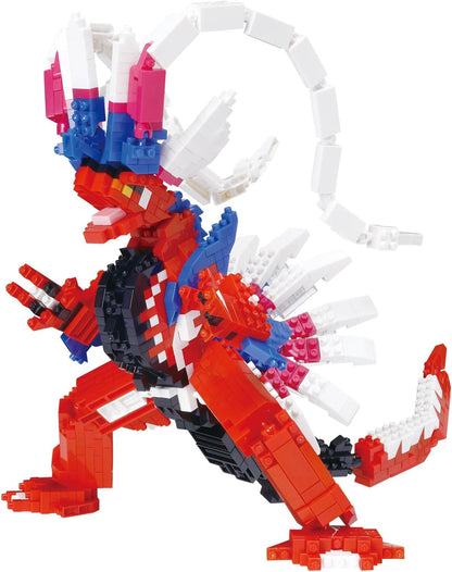 Small micro-block built futuristic creature figure in purple and white – view 2