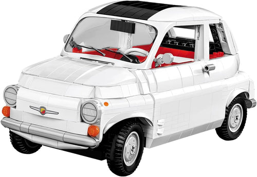 Brick-built Italian compact hot hatch car model with sporty stripes