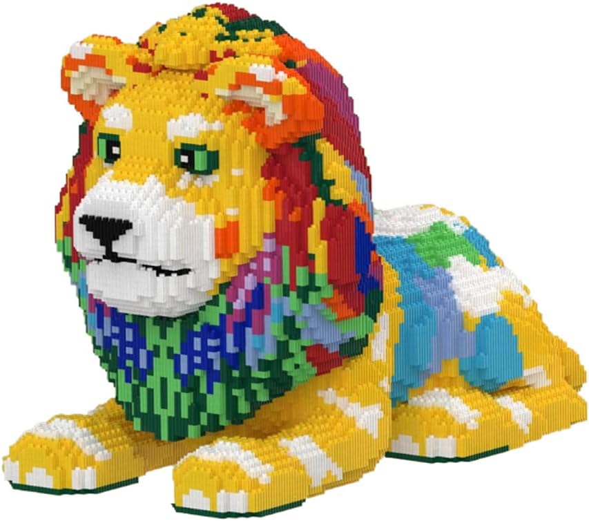 Micro brick lion model standing upright, about 50 cm tall, with detailed mane – view 2